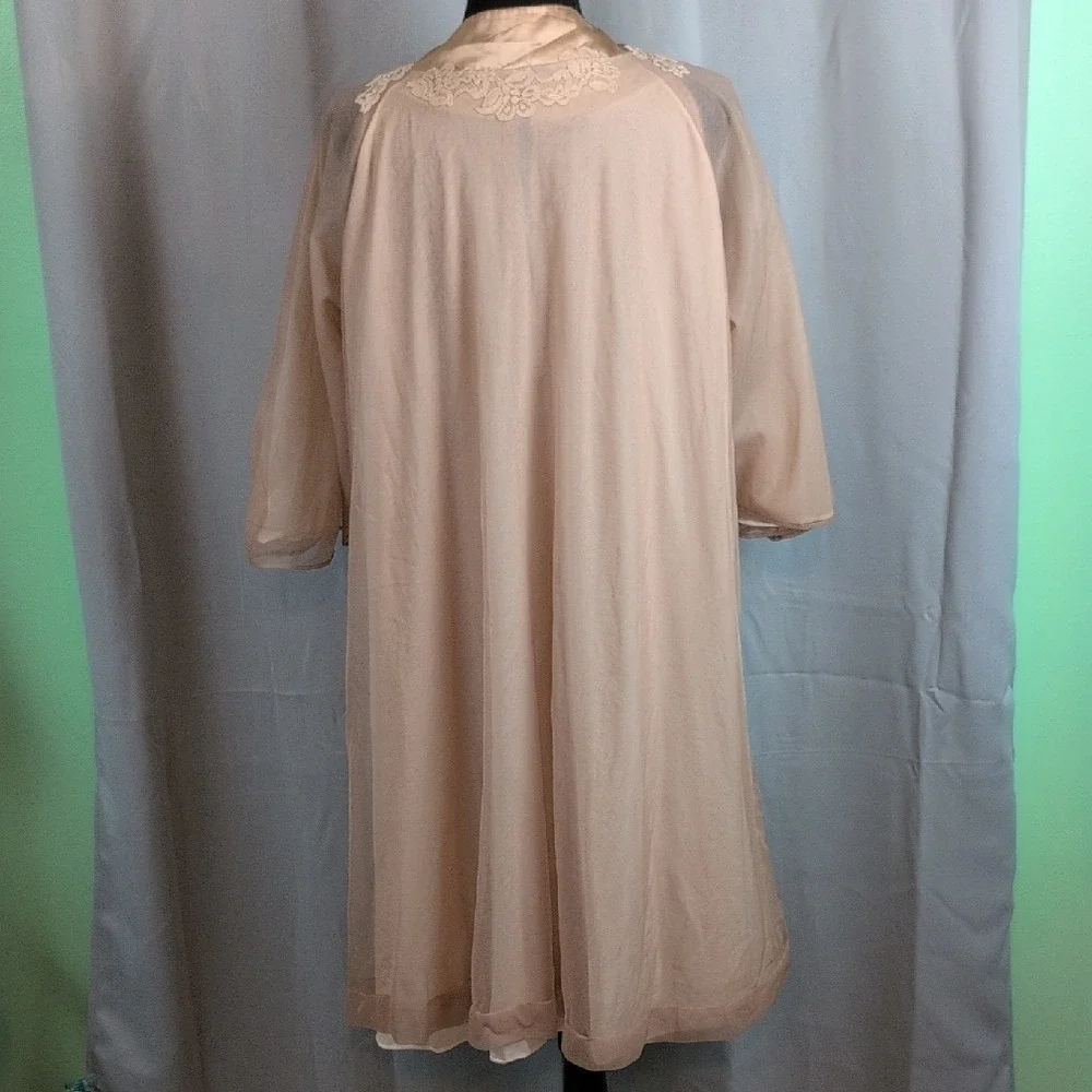 Gossard Artemis Vtg Sheer Nightgown Robe Set‎ Lace/Satin Trim Bridal Lingerie